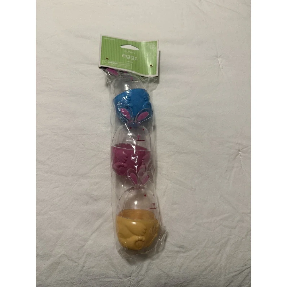 Easter Bunny Plastic Eggs Set of 3 Multi-Color Reusable Easter Party Favors